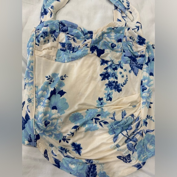 NWT Free People Ginger Snap Tank - Blue and White Floral Corset Style - Small - Picture 4 of 7